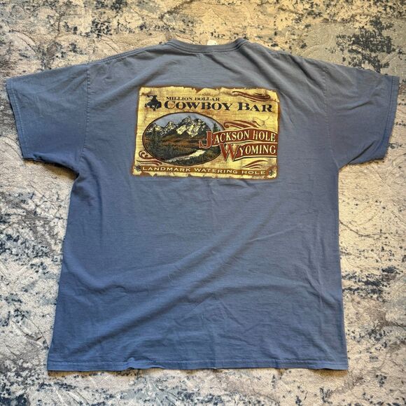 Million Dollar Cowboy Bar Jackson Hole Wyoming TShirt Blue Mens XL - Picture 3 of 8